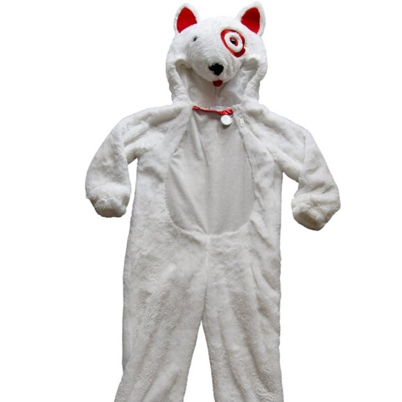 Bullseye Target Dog White Plush Costume Child Size 4-5T Bull Terrier Pup Cosplay - Picture 1 of 7